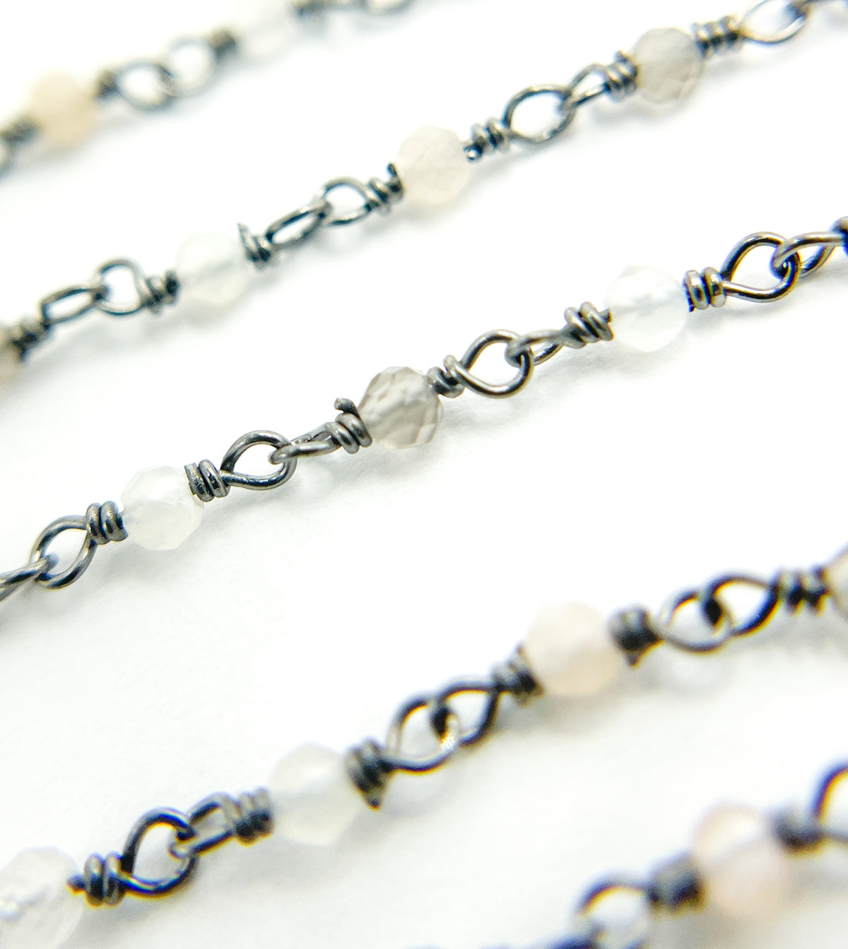 MMS10. Multi Moonstone Wire Wrap Chain.