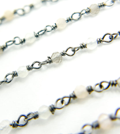 MMS10. Multi Moonstone Wire Wrap Chain.