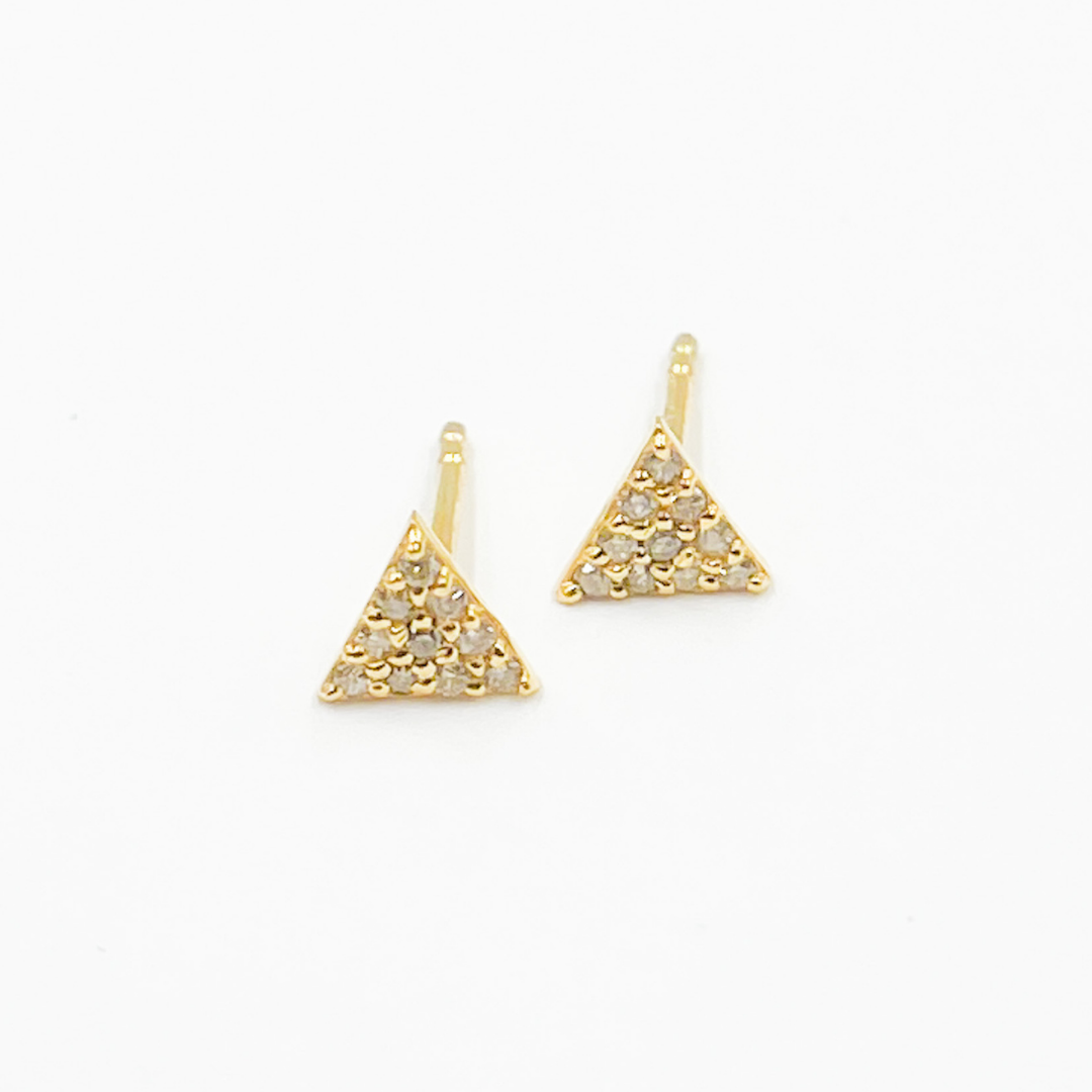14K Solid Gold and Diamonds Ray Earrings. 