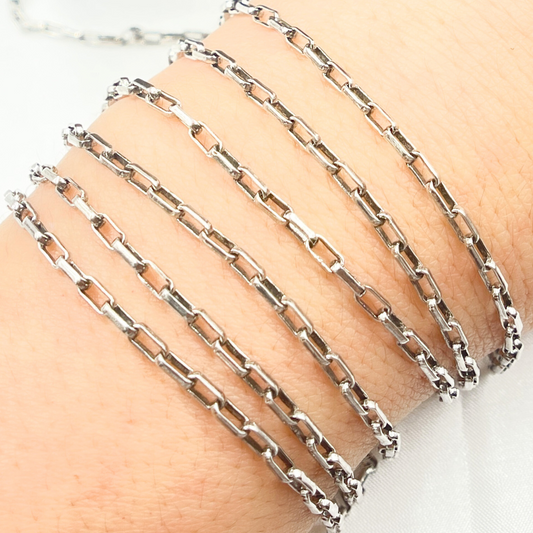 Oxidized Sterling Silver Smooth Box Link Chain