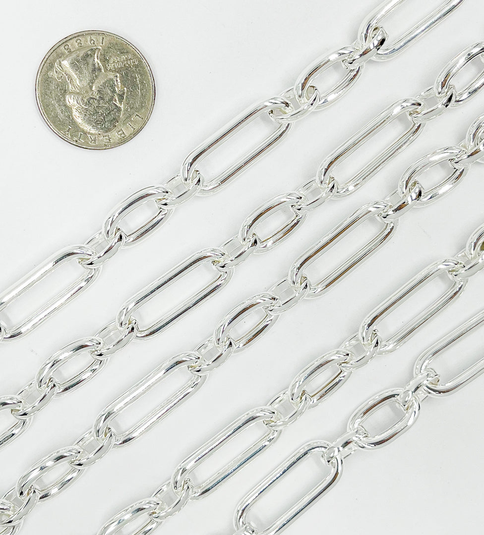 925 Sterling Silver Oval Long & Short Link Chain. 539MTSS