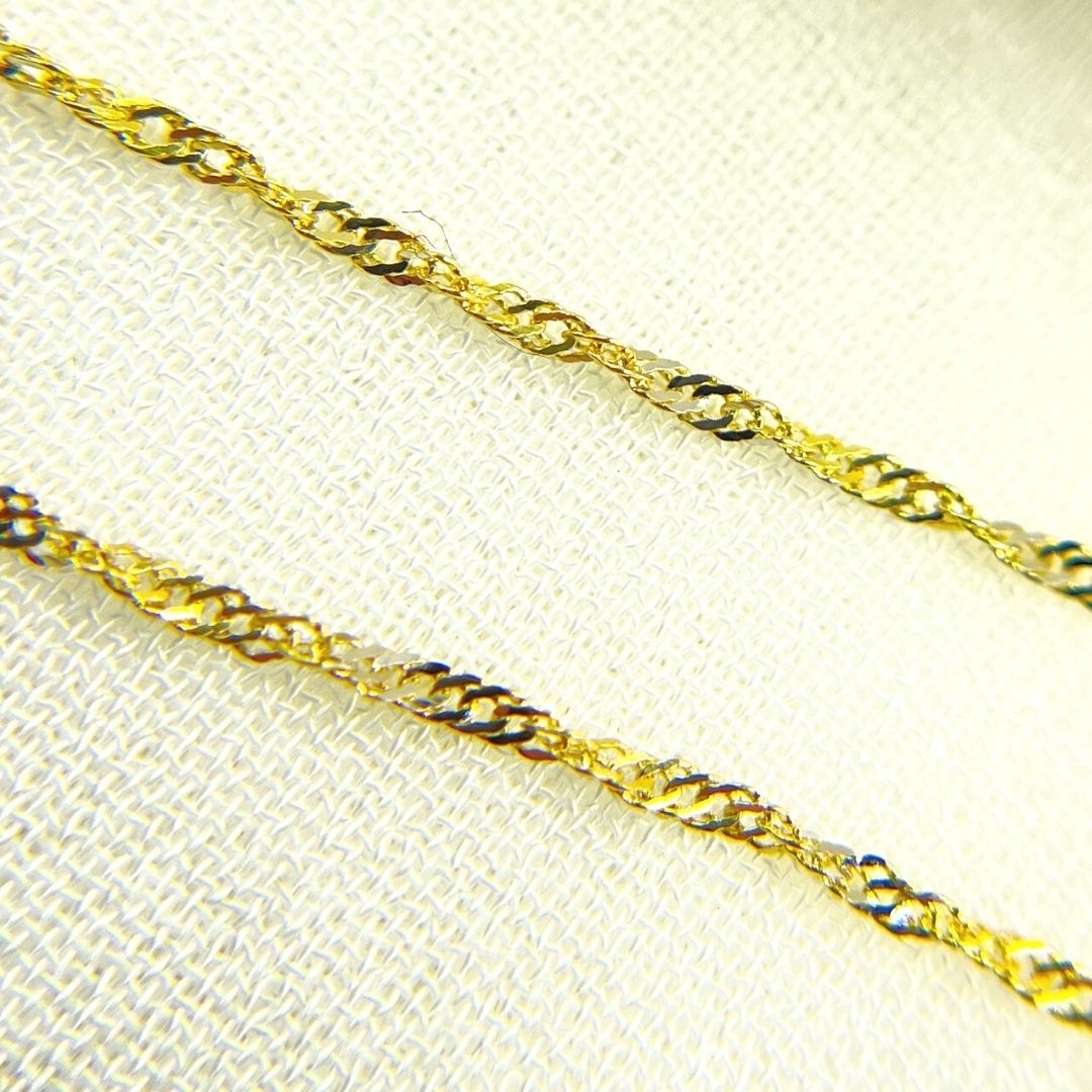 018G252CLMSIA0BDB. 14K Solid Two Tone Gold Wheat Chain