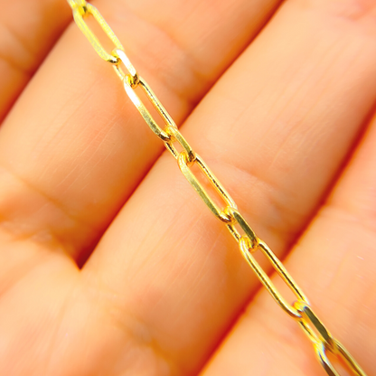 14K Solid Gold Paperclip Diamond Cut Chain