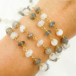 Load image into Gallery viewer, Labradorite &amp; White Rainbow Moonstone Gold Plated Wire Chain