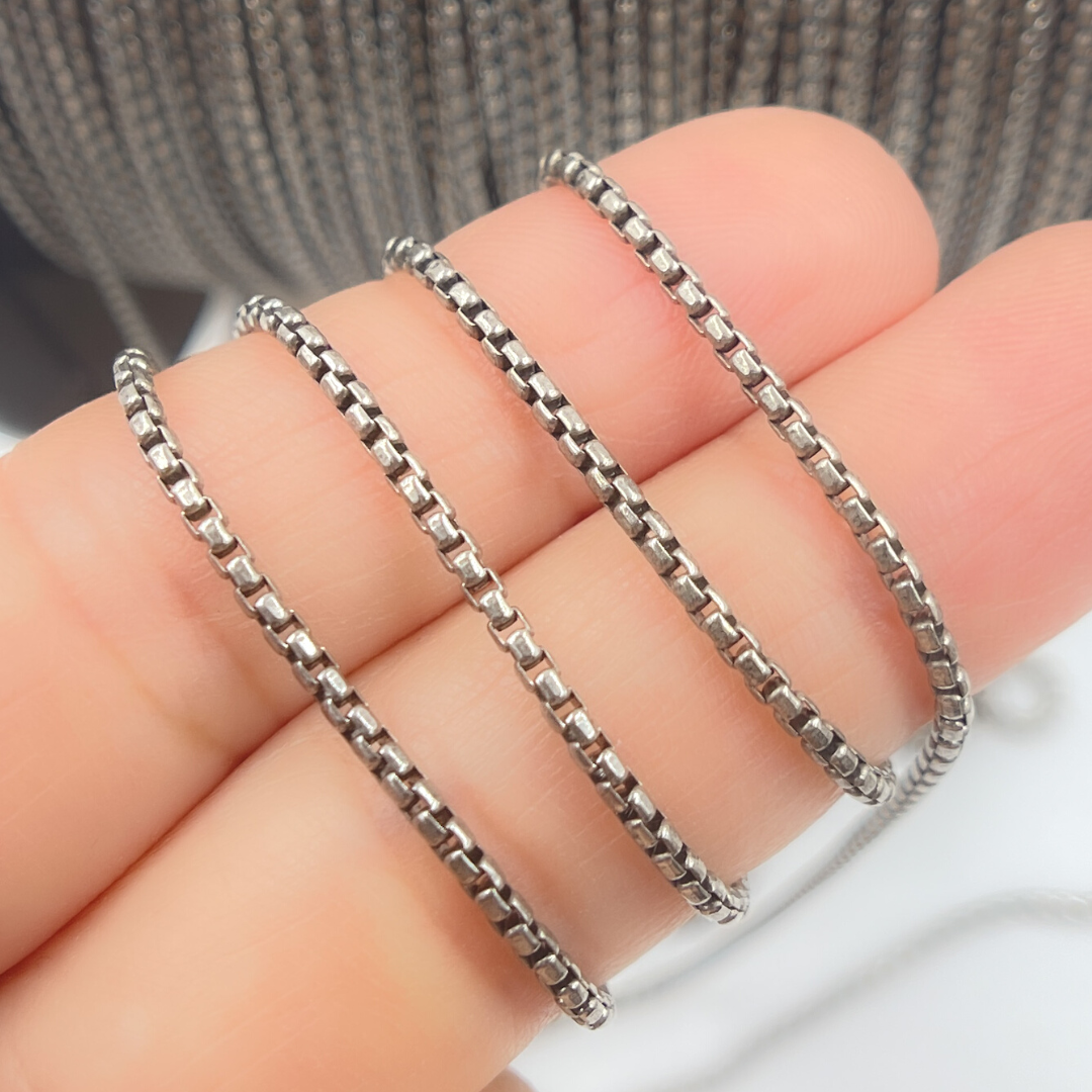 Oxidized 925 Sterling Silver Box Link Chain. Y106OX