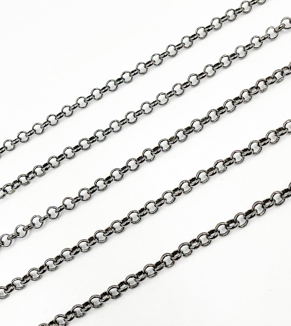 Black Rhodium 925 Sterling Silver Rolo Chain. BR14