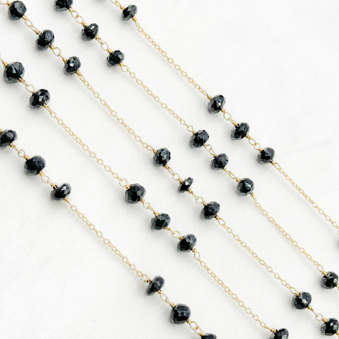 Black Spinel Gold Plated 925 Sterling Silver Wire Chain.
