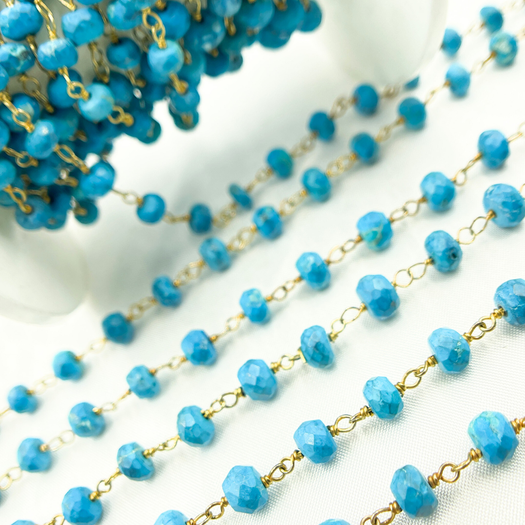 Turquoise Gold Plated Wire Chain. TRQ23