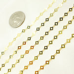 Load image into Gallery viewer, Gold Plated 925 Sterling Silver Flat Rhomb Link Chain. V18GP
