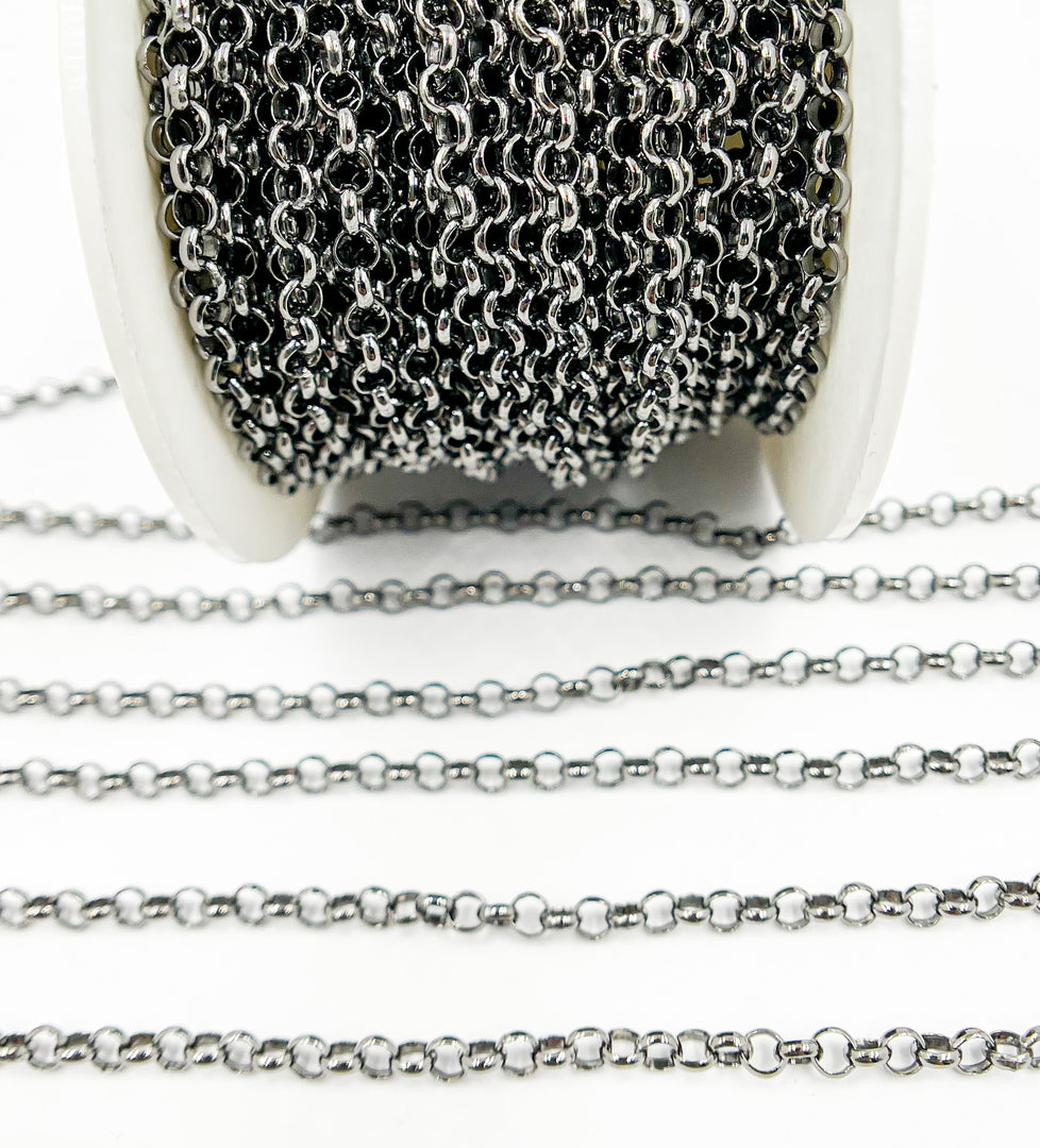 Black Rhodium 925 Sterling Silver Rolo Chain. V102BR