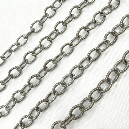 Oxidized Sterling Silver Twisted Round Link Chain