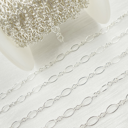 738SS. 925 Sterling Silver Oval and Round Link Chain