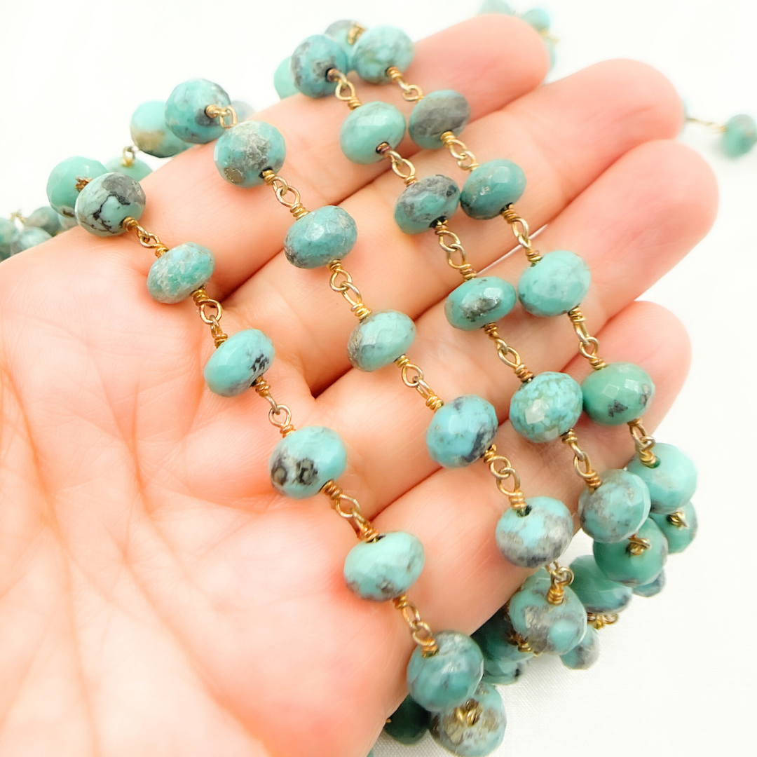 Natural Turquoise Gold Plated Wire Chain. TRQ22