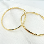 Load image into Gallery viewer, 14K Solid Gold Hollow Diamond Cut Hoop