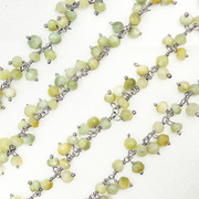 Cats Eye Cluster Dangle Oxidized Silver Wire Chain