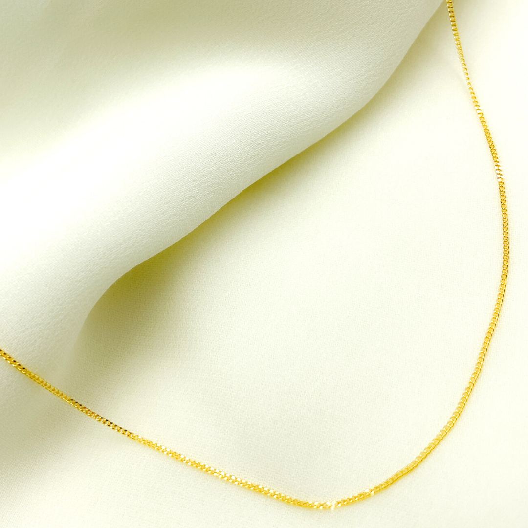 14K Solid Gold Smooth Curb Chain