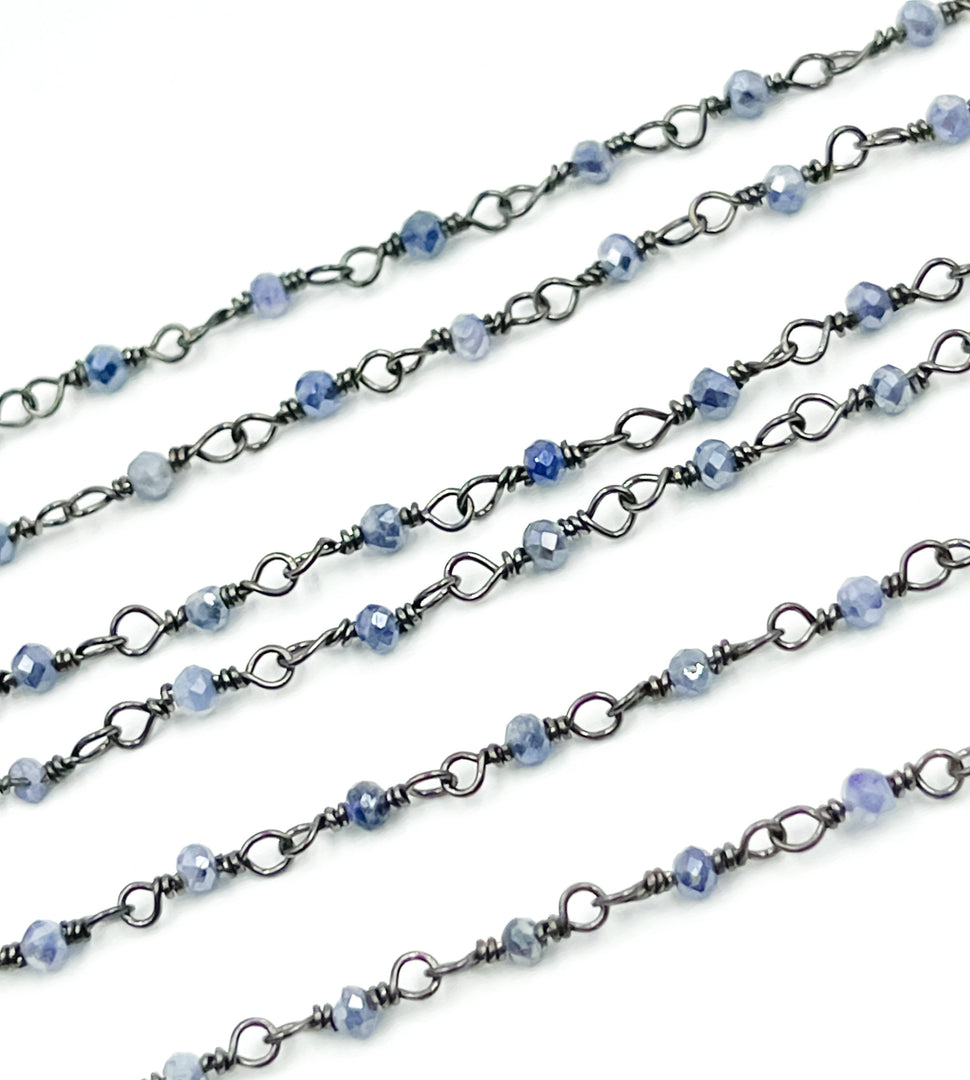 Coated Blue Quartz Wire Wrap Chain. CQU18
