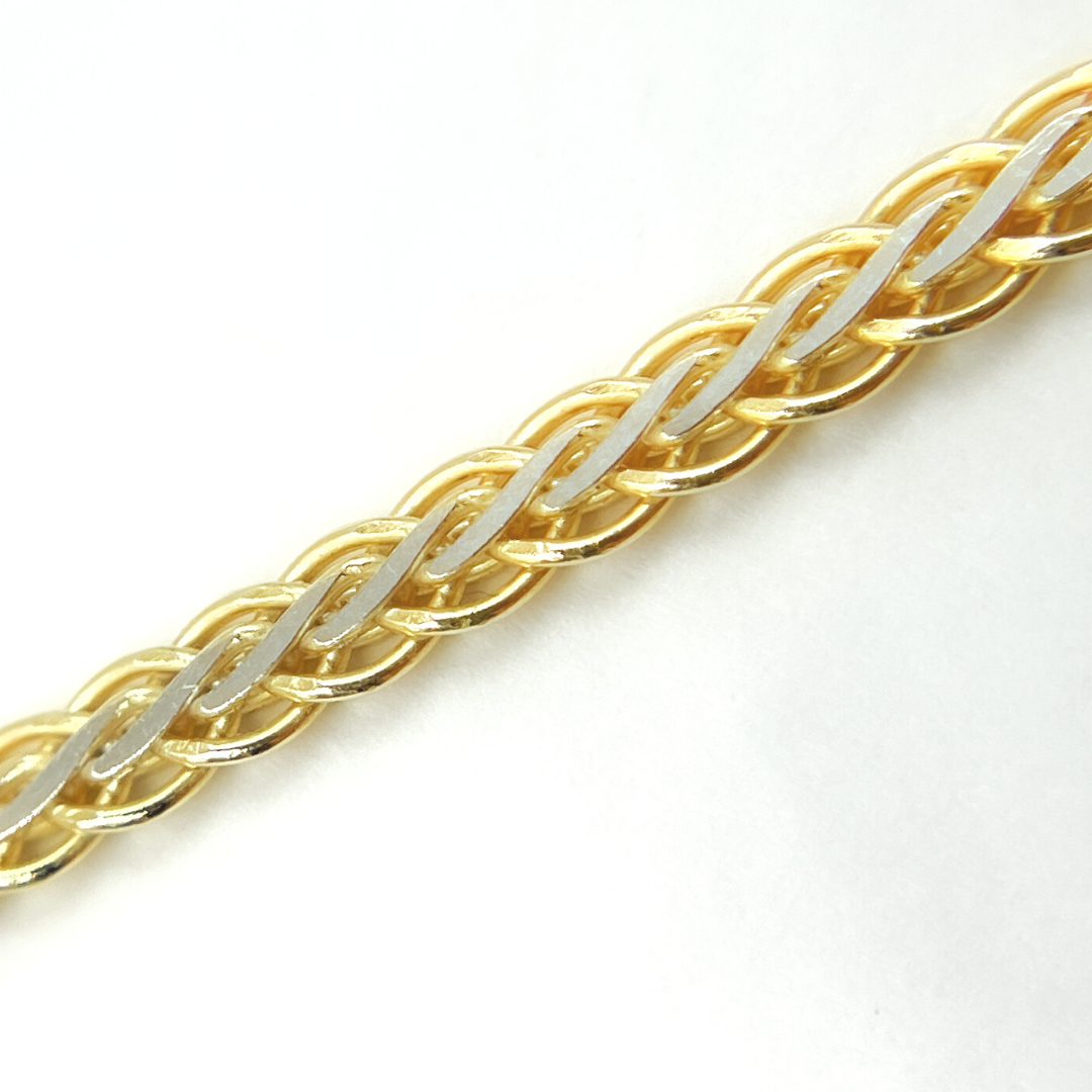 0502213SG. Sterling Silver and Gold Plated Flat Wheat Necklace