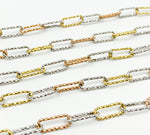 Load image into Gallery viewer, Gold Plated Tricolor Sterling Silver, Diamond Cut Paperclip Link Chain. V9GSR
