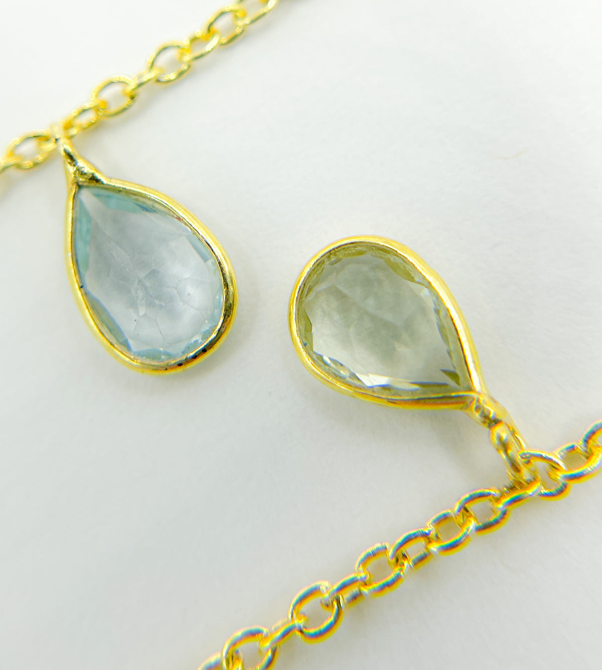 Multi Gemstone Mix Shape Dangle Wire Chain.