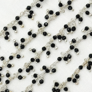 Black Spinel Cluster Dangle 925 Sterling Silver Wire Chain