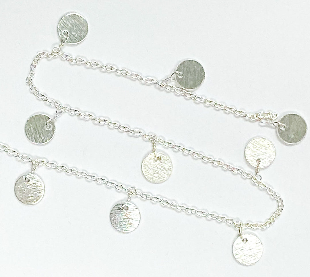 925 Sterling Silver Chain with 8mm Disc Dangle. 301SS