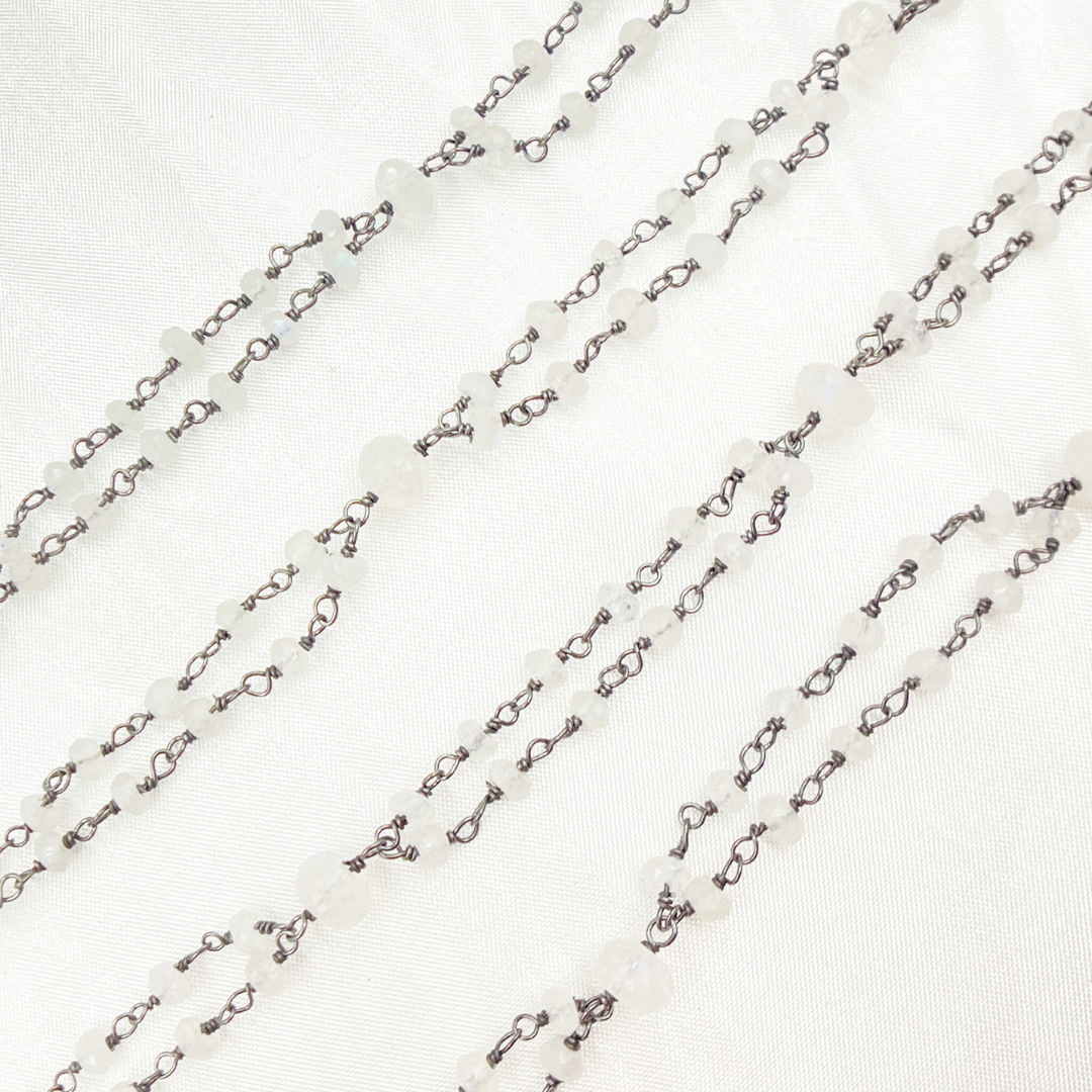Moonstone Fancy Oxidized Wire Chain.