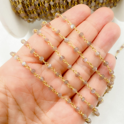 Chocolate Moonstone Gold Plated Wire Chain