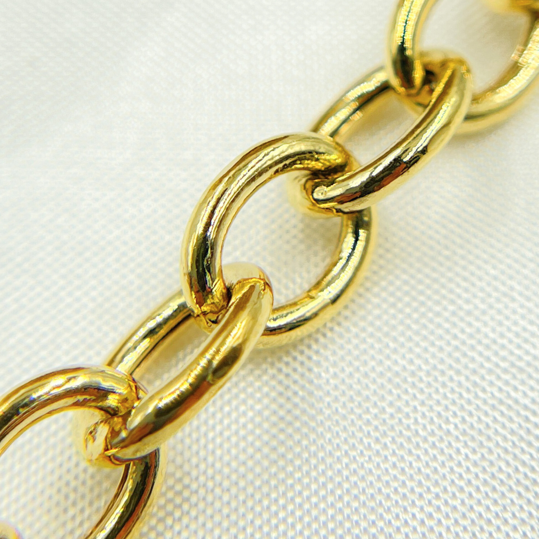 Gold Plated 925 Sterling Silver Smooth Oval Link Chain. Y63GP