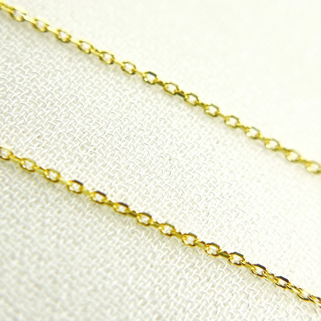 14K Solid Yellow Gold Diamond Cut Cable Link Chain