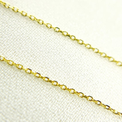 14K Solid Yellow Gold Diamond Cut Cable Link Chain