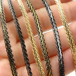 Load image into Gallery viewer, 925 Sterling Silver &amp; Gold Plated Flat Wheat Necklace. 0502213SGNecklace
