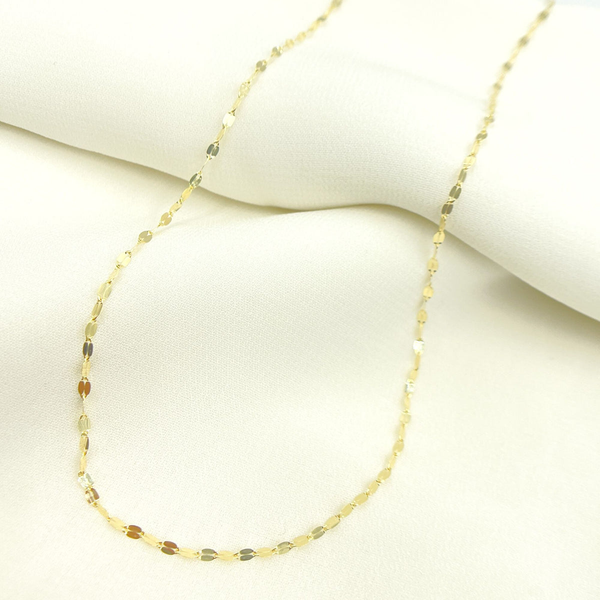 14K Solid Yellow Flat Marina Link Chain
