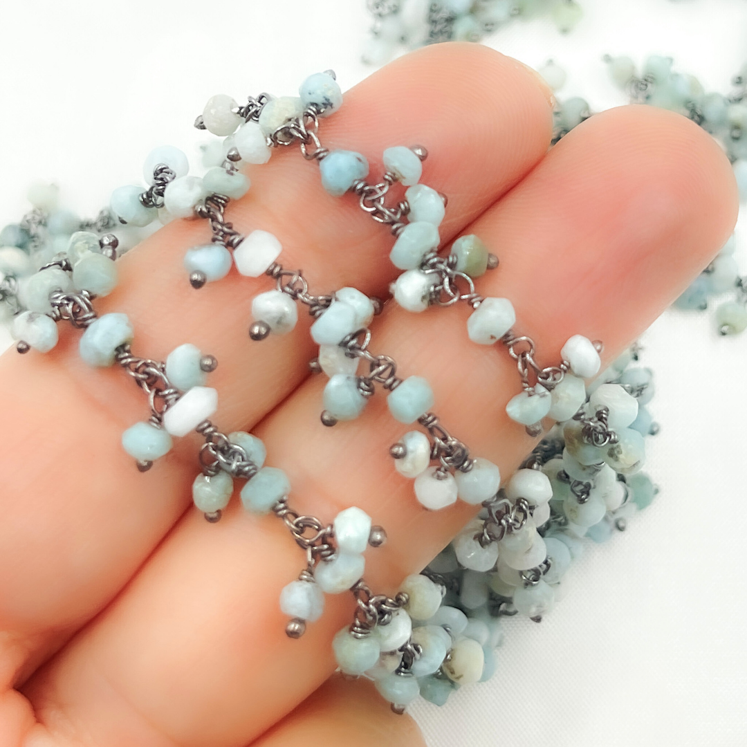 Larimar Cluster Dangle Oxidized Wire Chain.