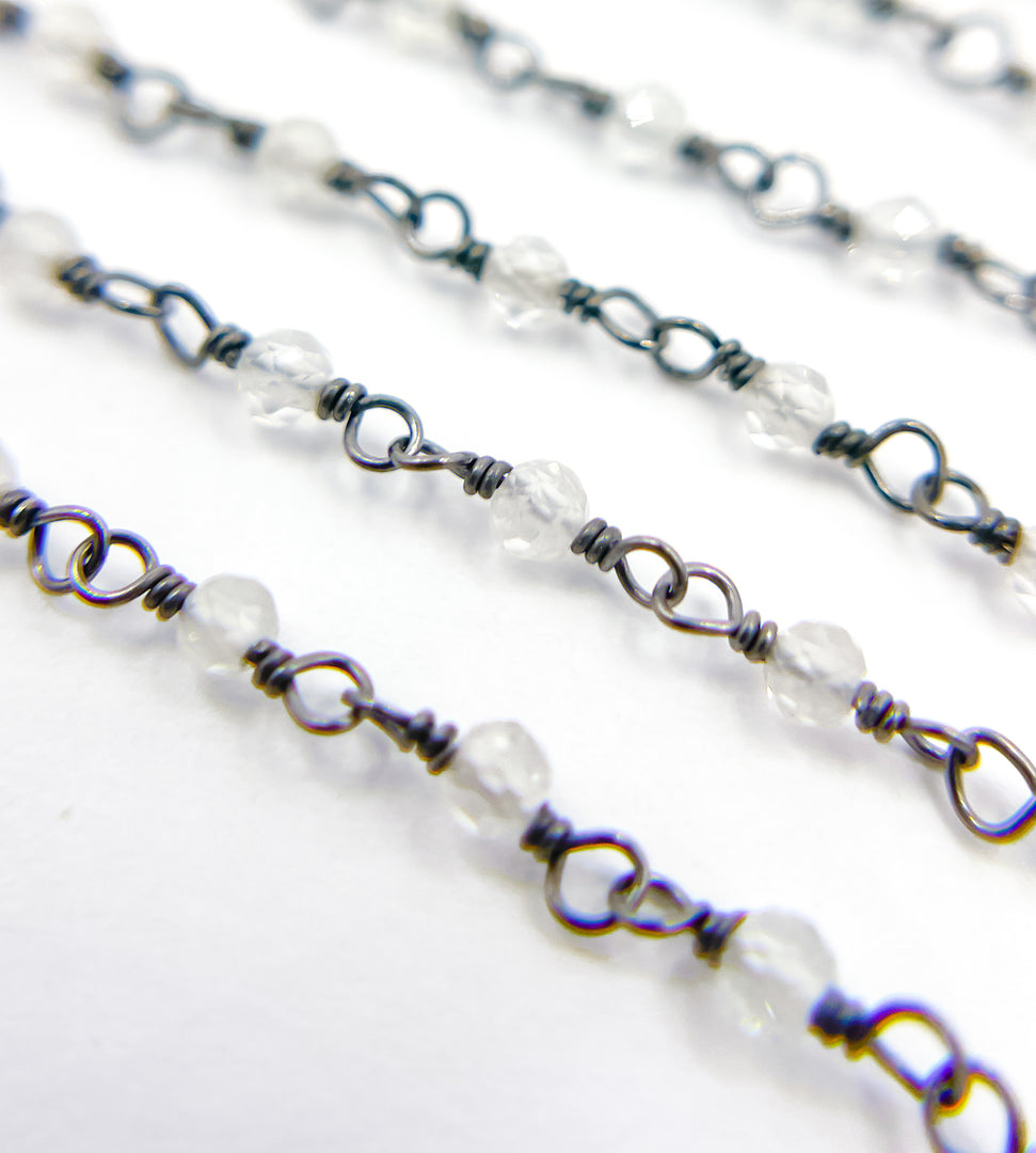 Labradorite Oxidized Wire Wrap Chain. LAB47