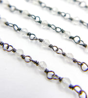 Coated White Topaz Wire Wrap Chain