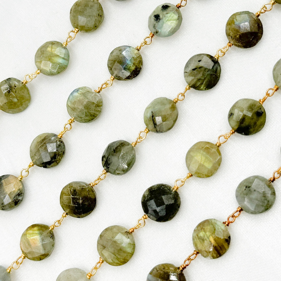 Labradorite & Pearl Gold Plated 925 Sterling Silver Wire Chain
