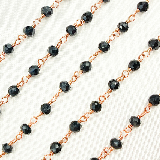 Black Spinel Rose Gold Plated Wire Chain