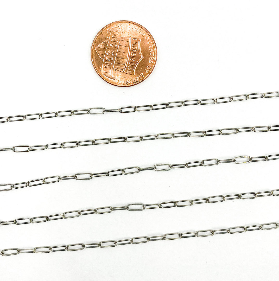 Oxidized 925 Sterling Silver Flat Paperclip Chain. 1606FOX