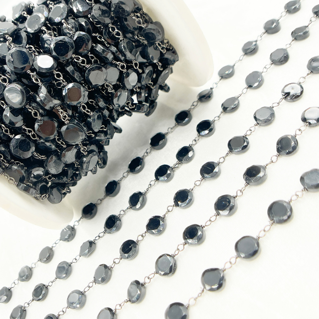 Black Spinel Hexagon Shape Oxidized Wire Chain