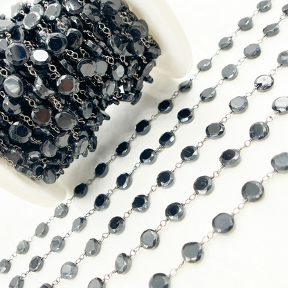 Black Spinel Hexagon Shape Oxidized Wire Chain