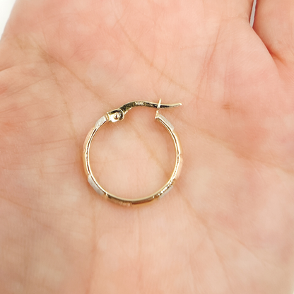 14K Solid Tri-Tone Gold Earrings Circle Shape Hoop. 