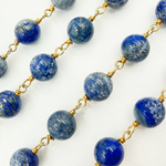 Load image into Gallery viewer, Lapis Lazuli Round Gold Plated Wire Chain. LAP8
