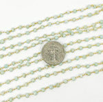 Load image into Gallery viewer, Amazonite Wire Wrap Chain made with Gold Plated 925 Sterling Silver. AMZ7
