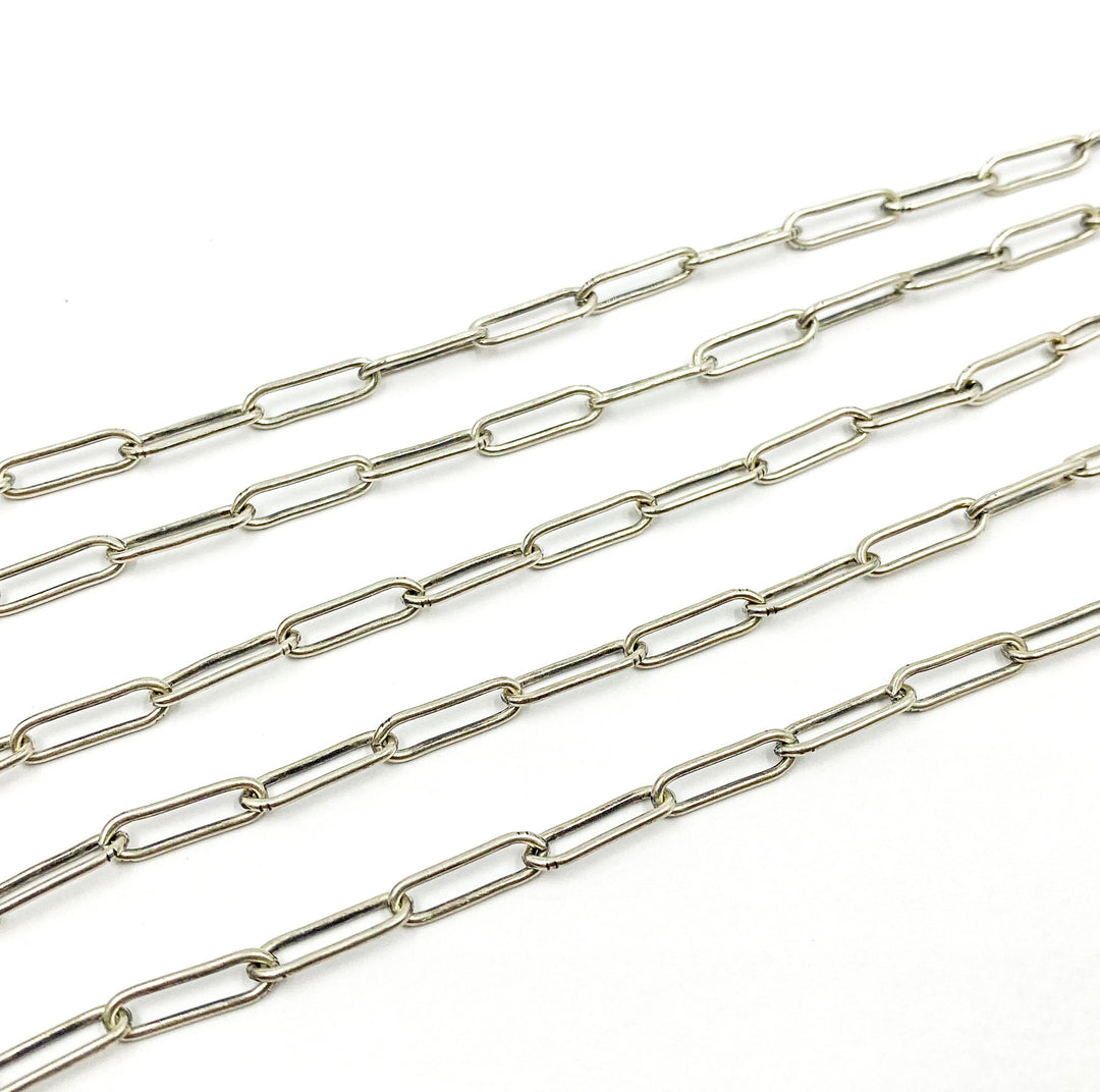 Oxidized 925 Sterling Silver Smooth Paperclip Chain. 4002OX