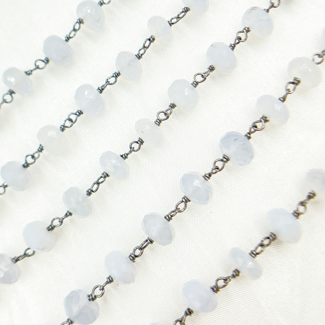 Natural Chalcedony Oxidized Wire Chain