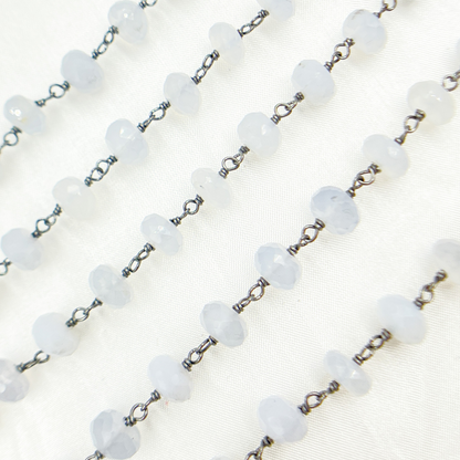 Natural Chalcedony Oxidized Wire Chain