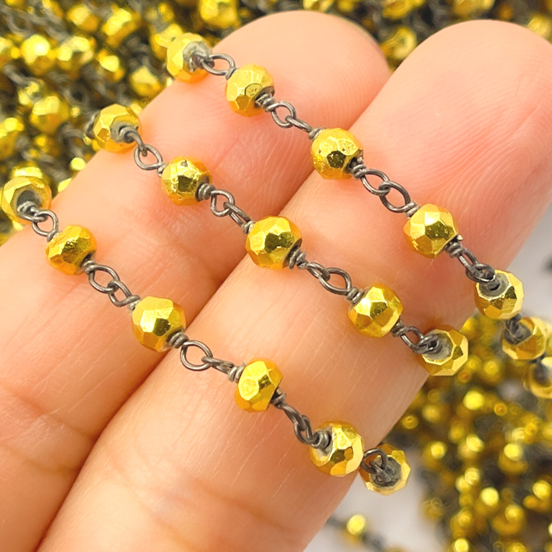 Gold Coated Pyrite Wire Chain. PYR34