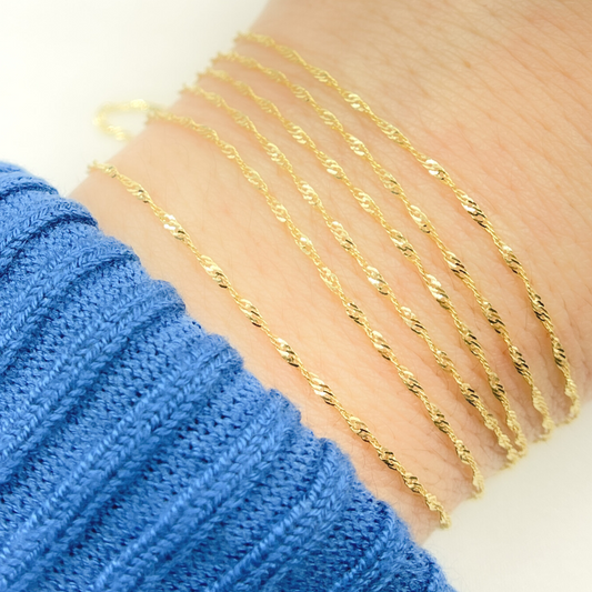 14K Solid Yellow Gold Singapore Chain