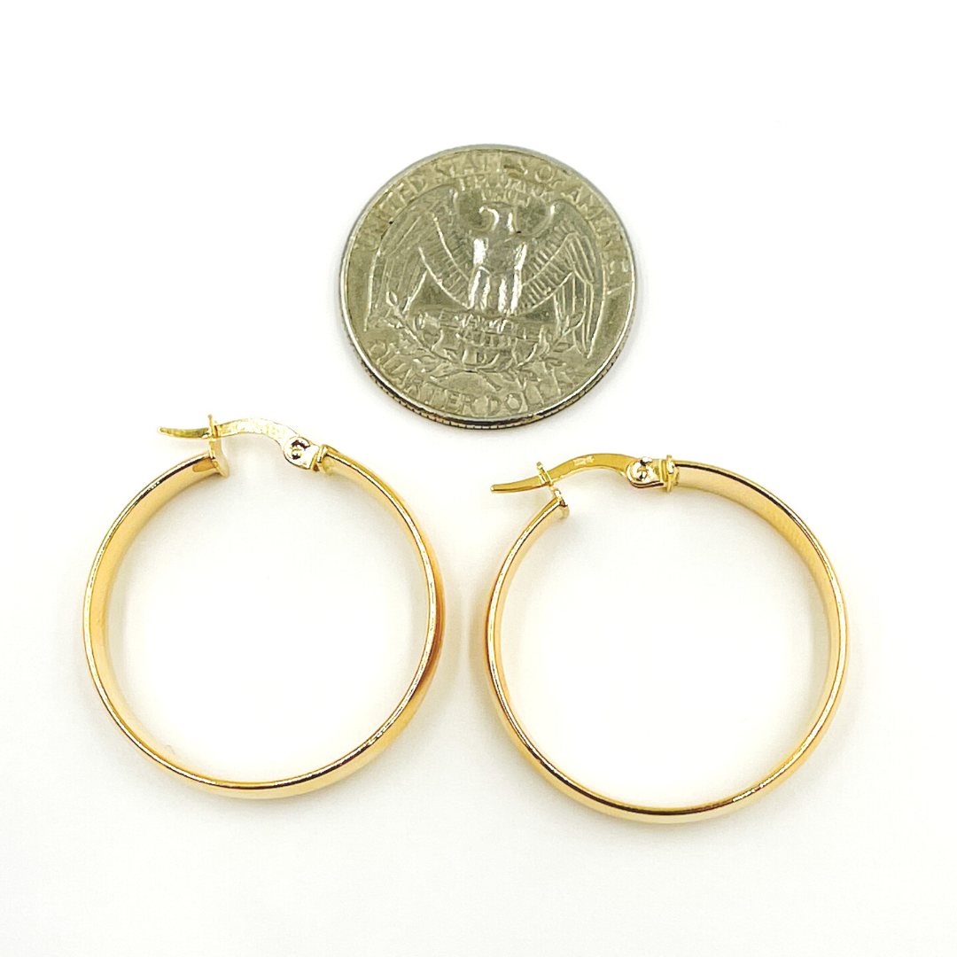 14K Solid Gold Smooth Hoop Earrings
